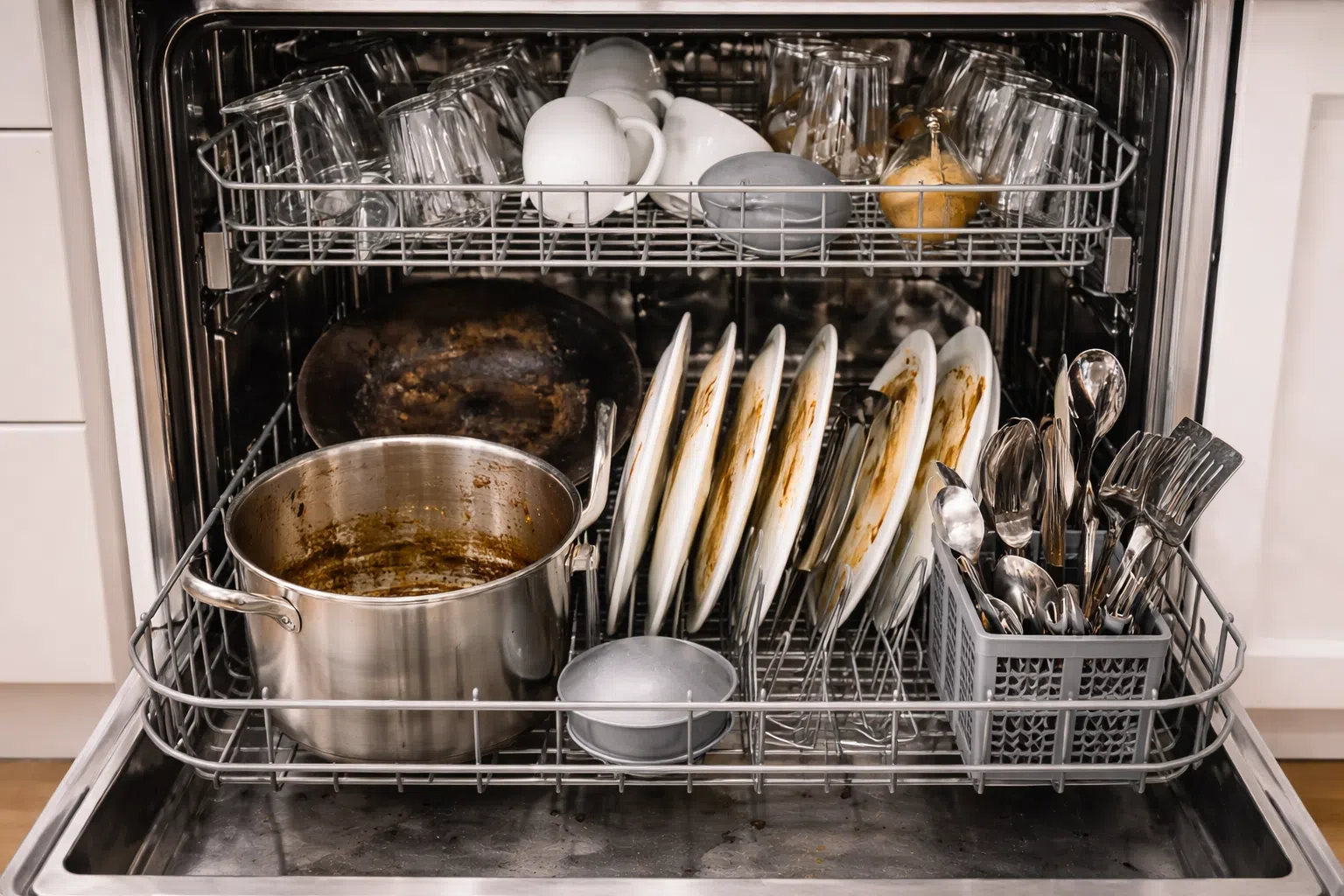 a full dishwasher that needs cleaning a full dishwasher that needs cleaning