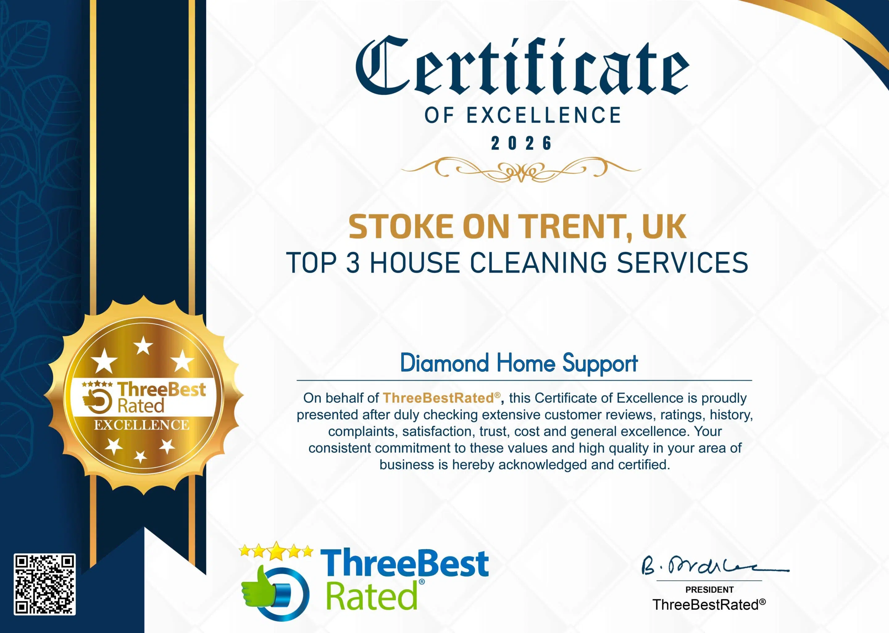 Local Domestic Cleaning Award in Stoke on Trent