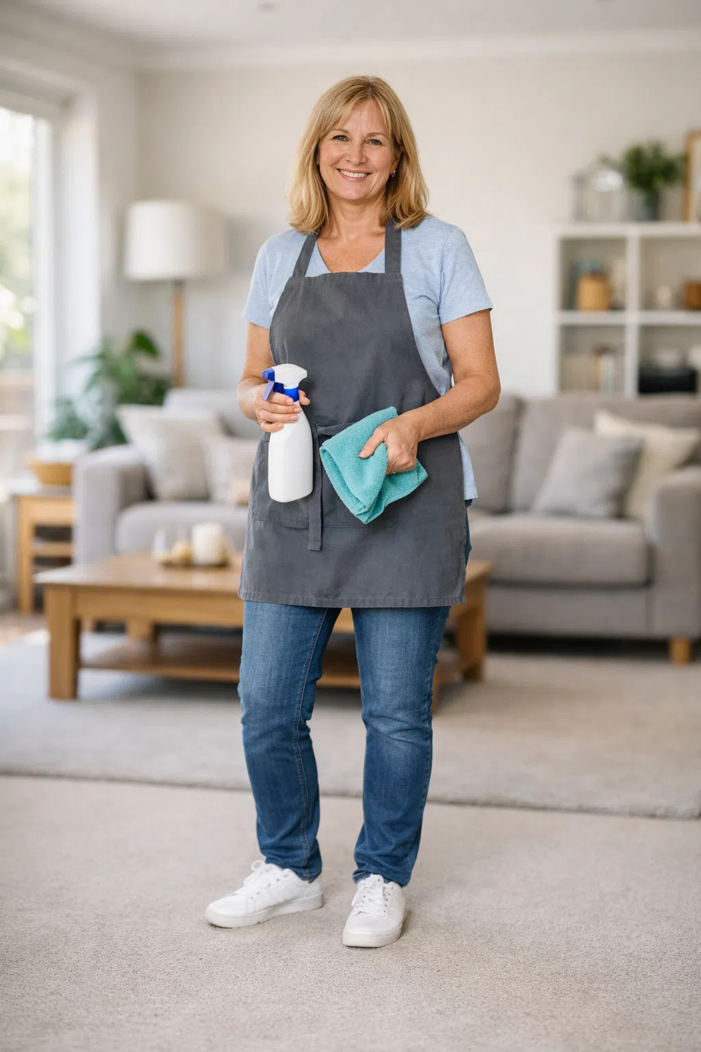 cleaner in liverpool cleaning a living room